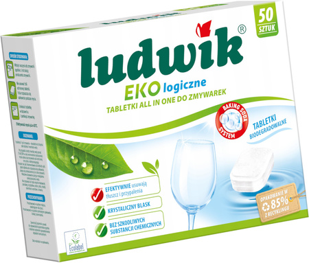 LUDWIK Ekologiczne Tabletki All in1 do Zmywarki Biodegradowalne 900g -50szt