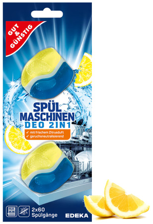 Gut&Gunstig Zawieszka Odświeżacz Zapach do Zmywarek Cytrynowa 2x60 Myć