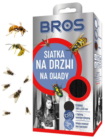 Siatka na Owady Przeciw Owadom Moskitiera na Drzwi 140x220cm Czarna + Taśma
