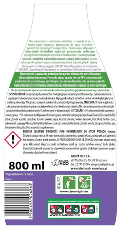 BIOSTAR ekologiczny płyn uniwersalny z naturalnym ekstraktem lawendy 800 ml