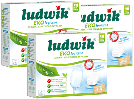 LUDWIK Ekologiczne Tabletki All in1 do Zmywarki 2700g -3x50 szt