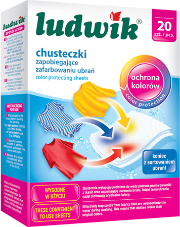 LUDWIK Chusteczki do Prania Przeciw Farbowaniu Ubrań 40szt