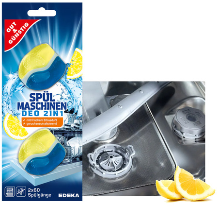 Gut&Gunstig Zawieszka Odświeżacz Zapach do Zmywarek Cytrynowa 2x60 Myć