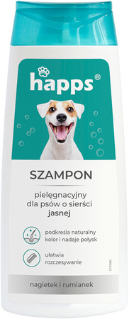 HAPPS Szampon Pielęgnacyjny dla Psów Jasnej Sierści z Olejem Makadamia, Nagietkiem i Rumiankiem 200ml