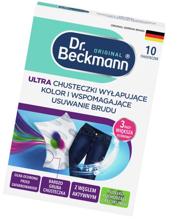 Dr. Beckmann Ultra Chusteczki Wyłapujące Kolor i Wspomagające Usuwanie Brudu 10 sztuk
