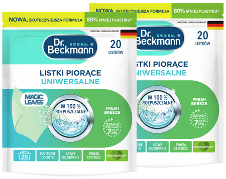 Dr. Beckmann MAGIC LEAVES Chusteczki Listki Piorące do Prania Uniwersalne 40 prań