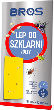 BROS Żółty Lep na Mszyce i Szkodniki - Wodoodporny do Szklarni i Ogrodu x10