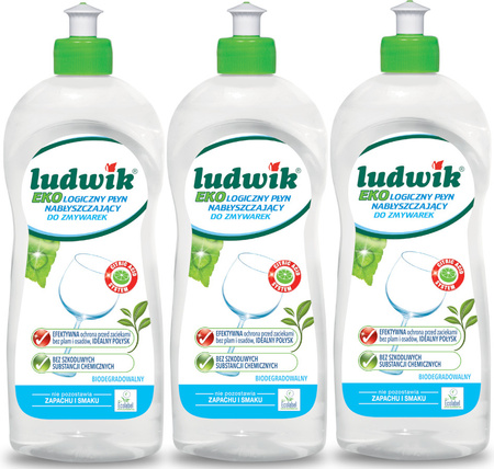 LUDWIK Ekologiczny Nabłyszczacz Płyn Nabłyszczający do Zmywarki 3x500ml