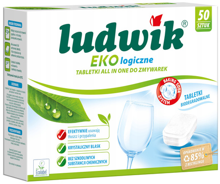 LUDWIK Ekologiczne Tabletki All in1 do Zmywarki Biodegradowalne 900g -50szt