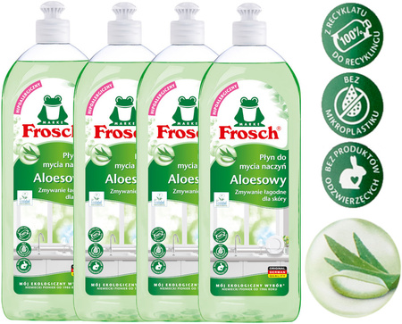 FROSCH Ekologiczny Aloesowy Płyn do Mycia Naczyń z Ecolabel Hipoalergiczny 750ml x4