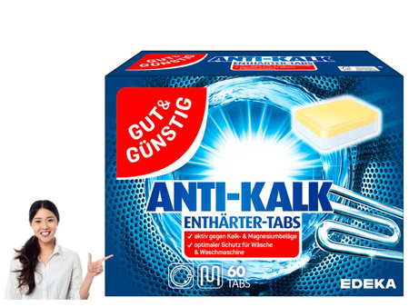 Gut & Gunstig Tabletki Odkamieniacz do Pralki (z Praniem) na Kamień 60 szt