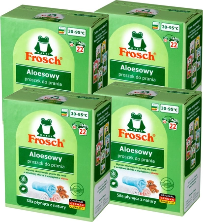 FROSCH Sensitive Aloes Proszek do Prania Hipoalergiczny BIO 1,45kg 22p x4