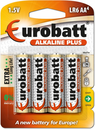 EUROBATT Baterie Paluszki AA Alkaliczne Plus LR06 4szt