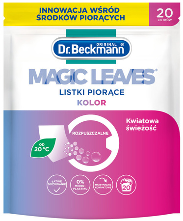 Dr. Beckmann MAGIC LEAVES Chusteczki Listki Piorące do Prania Kolor 60 prań