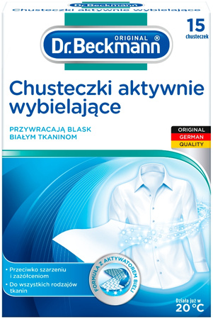 Dr. Beckmann Chusteczki do Prania Aktywnie Wybielające 15 sztuk