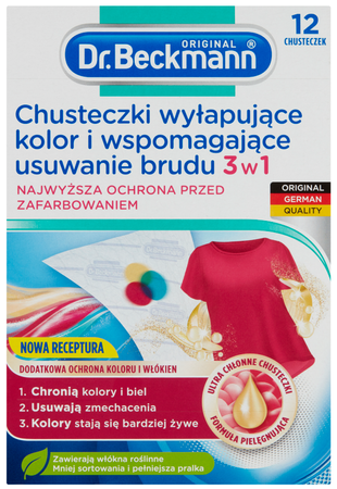 Dr. Beckmann Chusteczki 3w1 do Prania Wyłapujące Kolor Brud x12 sztuk