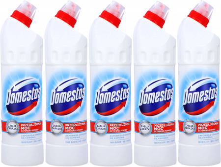 DOMESTOS Extended Power Płyn do WC Biel i Połysk 5x750ml