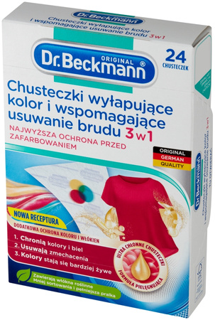 Dr. Beckmann Chusteczki 3w1 do Prania Wyłapujące Kolor i Brud 24 sztuki