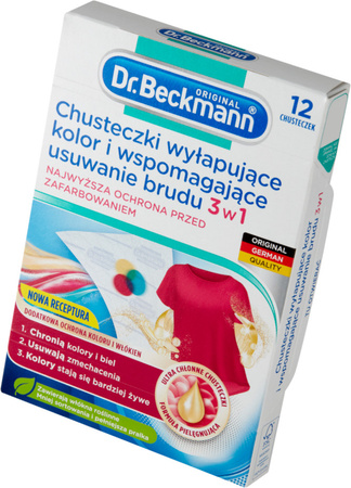 Dr. Beckmann Chusteczki 3w1 do Prania Wyłapujące Kolor Brud x12 sztuk