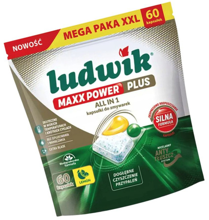 Ludwik MAXX POWER PLUS ALL IN 1 Kapsułki do Zmywarki 60 szt Biodegradowalne