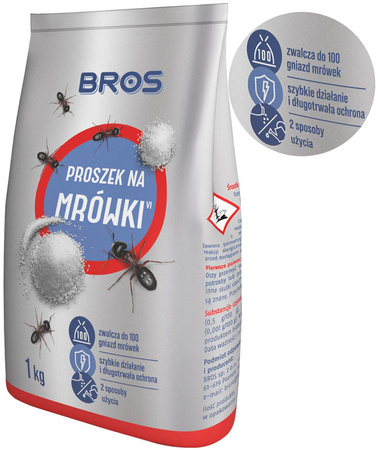 BROS Proszek na Mrówki Uniwersalny Preparat Likwidujący Mrówki Gniazda 1 kg