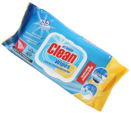 Chusteczki Nawilżane do Mycia Czyszczenia Kuchni Łazienki Uniwersalne Lemon 55 szt