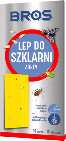 BROS Żółty Lep na Mszyce i Szkodniki - Wodoodporny do Szklarni i Ogrodu x10