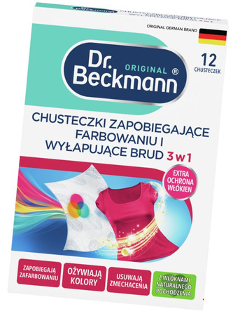 Dr. Beckmann Chusteczki 3w1 do Prania Wyłapujące Kolor Brud x12 sztuk