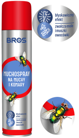 BROS Spray do Zwalczenia Owadów Latających na Muchy Komary Osy Mole 750ml