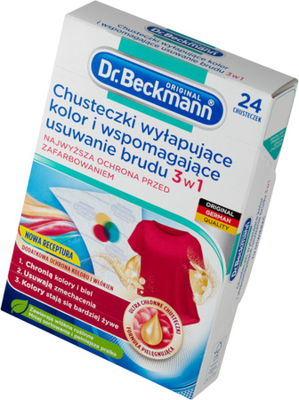 Dr. Beckmann Chusteczki 3w1 do Prania Wyłapujące Kolor Brud 96 szt + 20 EKO