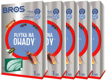 BROS Płytka Pułapka na Owady Latające i Biegające Odstraszacz Insektów x 5