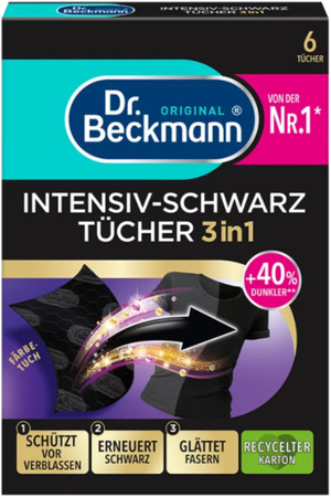 Dr. Beckmann Chusteczki 3w1 do Prania Przywracające Czerń Barwiące 6szt DE