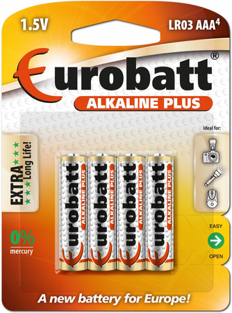 EUROBATT Baterie Alkaliczne Plus AAA 1,5V 4 szt