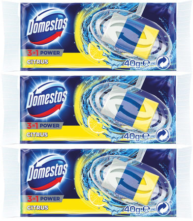 DOMESTOS POWER 3w1 Kostka WC Citrus Zapas Wkład 40g x3