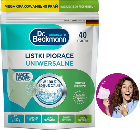 Dr. Beckmann MAGIC LEAVES Chusteczki Listki Piorące do Prania Uniwersalne (40 prań)