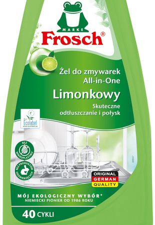 FROSCH Ekologiczny Żel do Zmywarki ALL in 1 Limonka 650ml 40 Zmywań x5