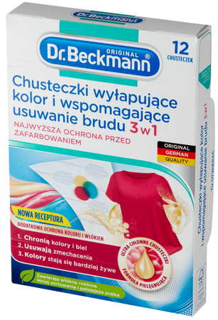 Dr. Beckmann Chusteczki 3w1 do Prania Wyłapujące Kolor Brud x12 sztuk