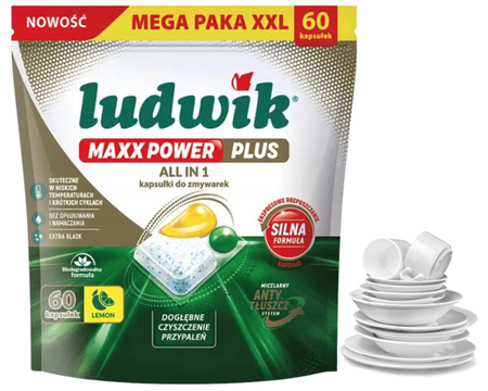 Ludwik MAXX POWER PLUS ALL IN 1 Kapsułki do Zmywarki 60 szt Biodegradowalne