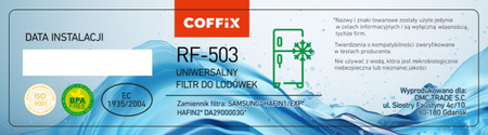 Filtr Wody do Lodówki Samsung HAFIN1/EXP, HAFIN2, DA29-00003G Zamiennik - COFFIX RF503