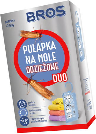 BROS DUO Dwustronna Pułapka na Mole Odzieżowe do Szafy i Garderoby + 2 Lepy