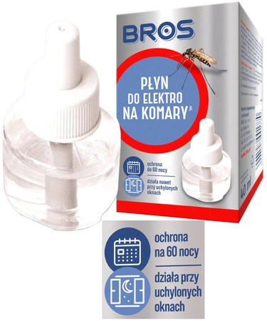 BROS Płyn do Elektro na Komary Biobójcze PRZECIW KOMAROM Ochrona 60 Nocy