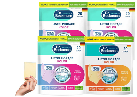 Dr. Beckmann MAGIC LEAVES Chusteczki Listki Piorące do Prania Kolor 80 prań