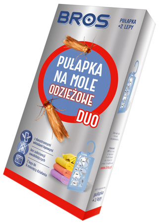 BROS DUO Dwustronna Pułapka na Mole Odzieżowe do Szafy i Garderoby + 2x Lep