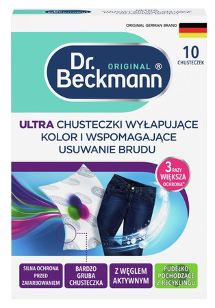 Dr. Beckmann Ultra Chusteczki Wyłapujące Kolor i Wspomagające Usuwanie Brudu 10 sztuk