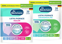 Dr. Beckmann MAGIC LEAVES Chusteczki Listki Piorące do Prania Kolor Uniwersalne 40 prań